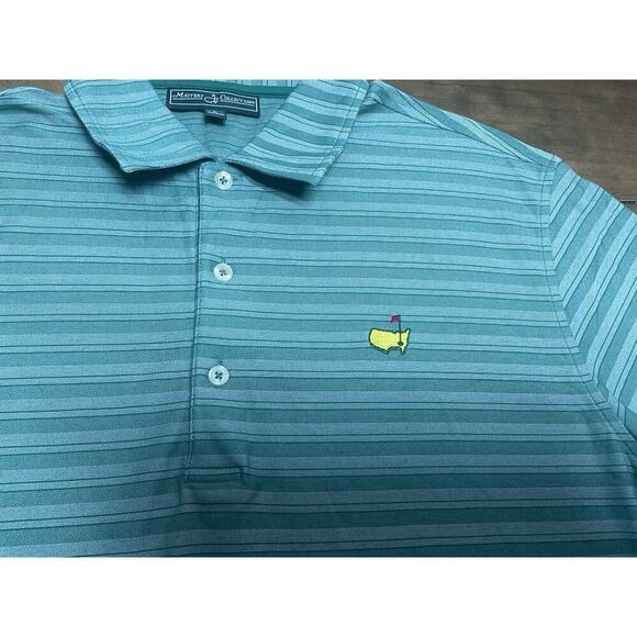 Masters Collection Augusta National Green Striped Golf Polo Shirt Men L Pima - Picture 2 of 8